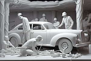 车辆维修修理厂制造白模