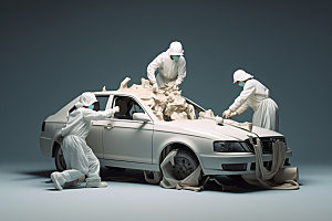 车辆维修立体汽车生产白模