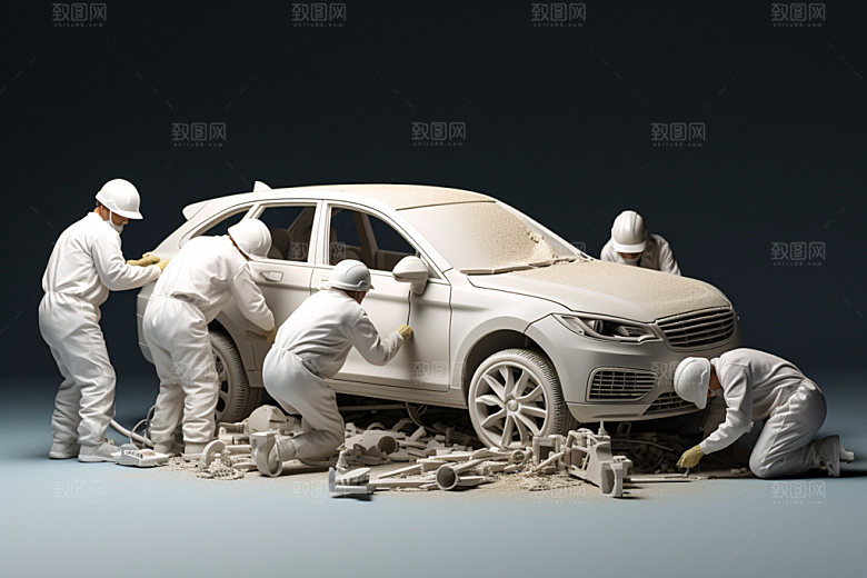 车辆维修工厂3D白模