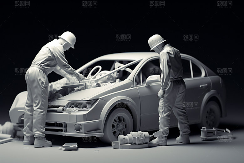 车辆维修汽车生产立体白模