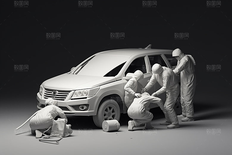 车辆维修流水线立体白模