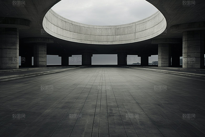 建筑空间白色透视背景图