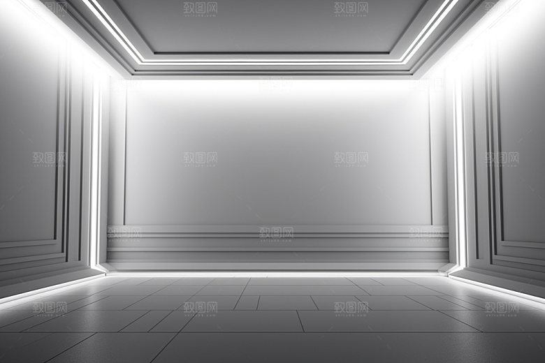 建筑空间3D简约背景图