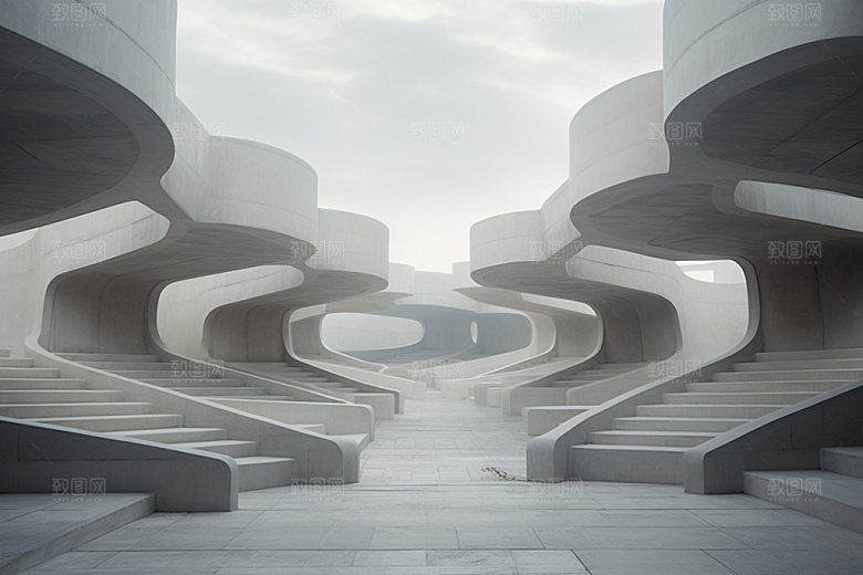 建筑空间质感白色背景图