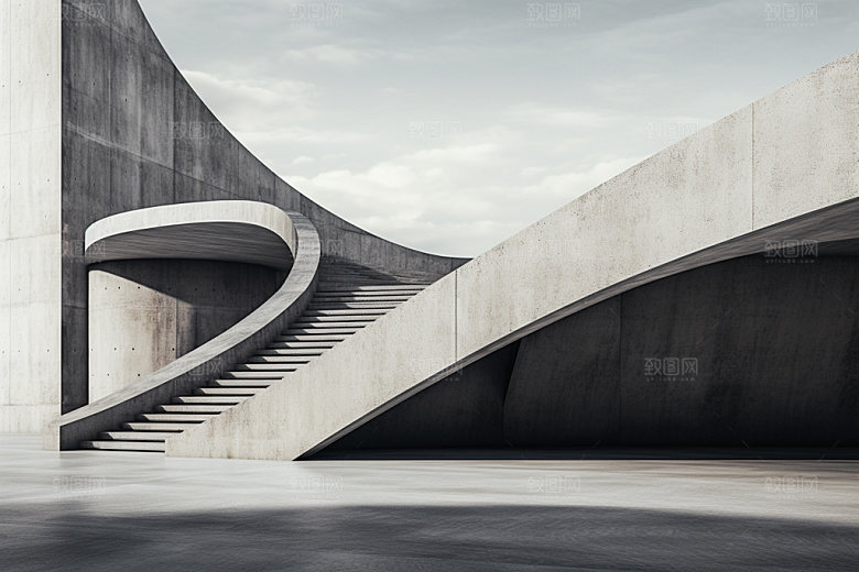 建筑空间质感3D背景图