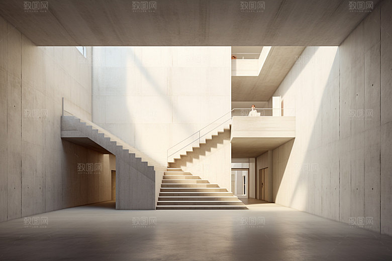 建筑空间白色3D背景图