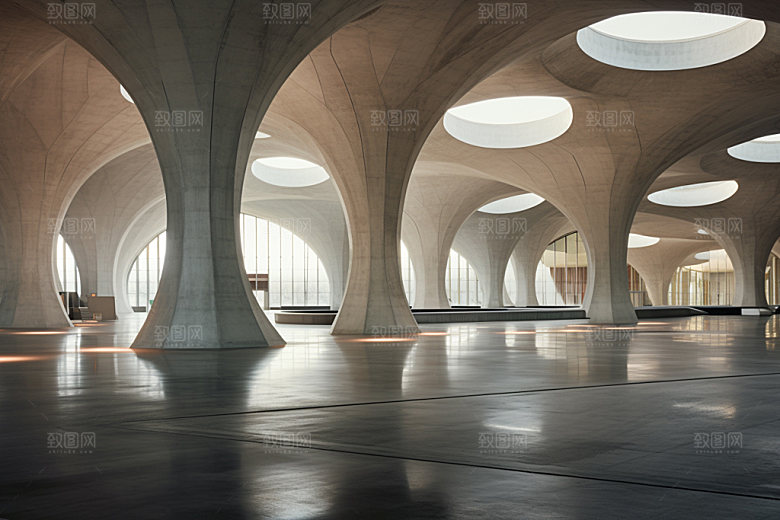 建筑空间白色简约背景图