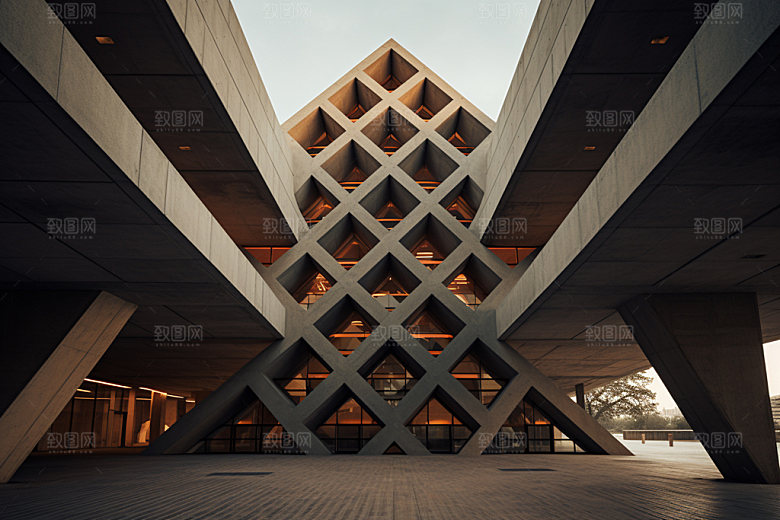 建筑空间3D透视背景图
