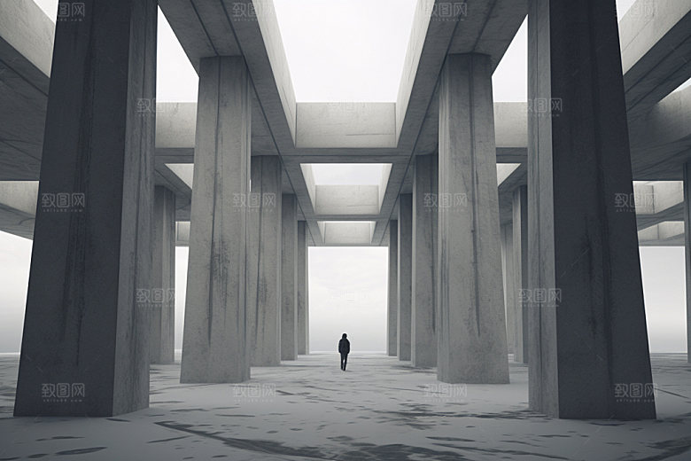 建筑空间简约透视背景图
