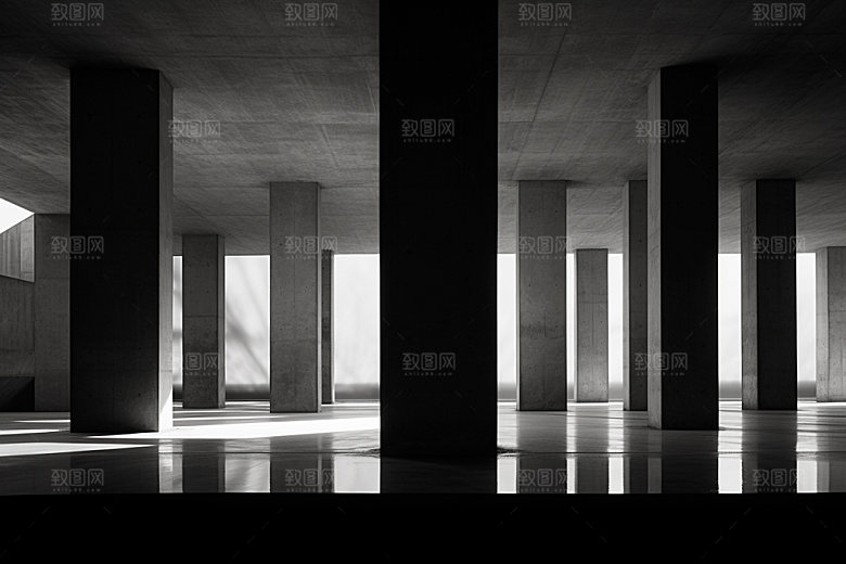 建筑空间几何透视背景图