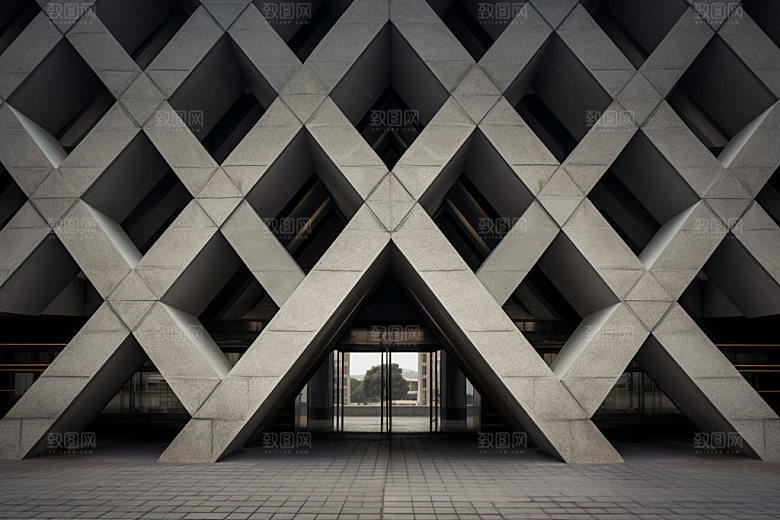 建筑空间工业感几何背景图