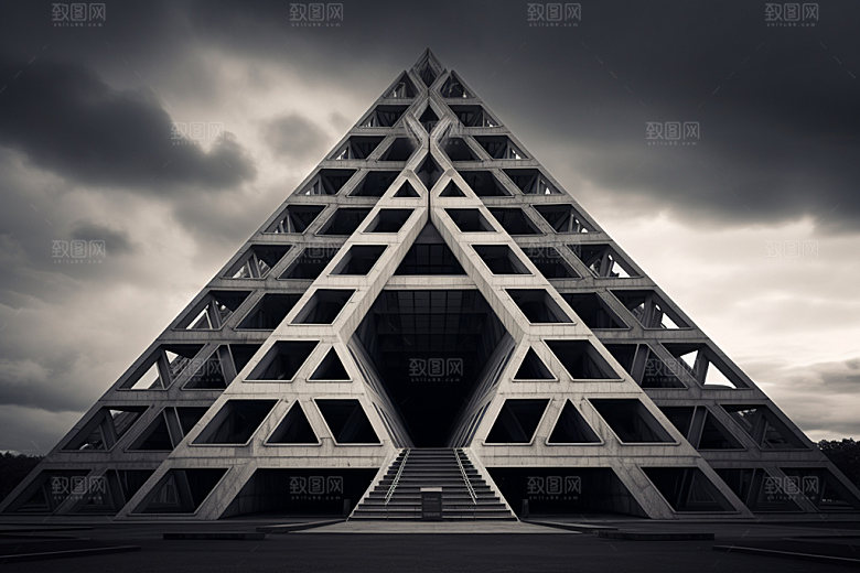 建筑空间几何3D背景图