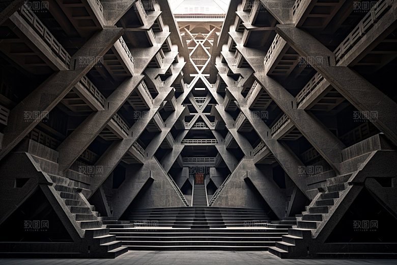 建筑空间工业感白色背景图