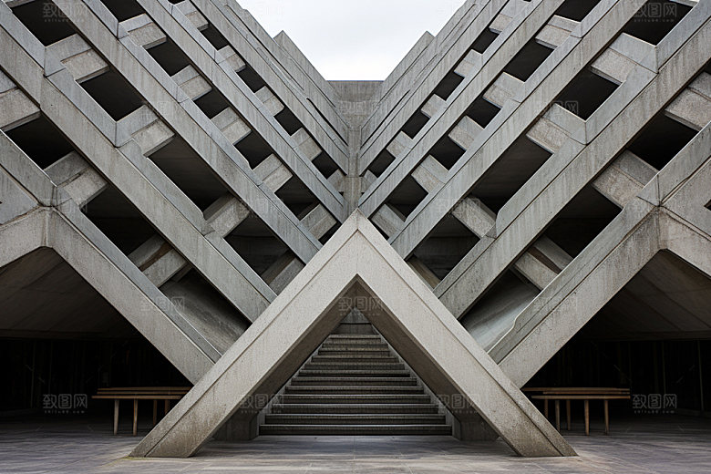 建筑空间3D白色背景图