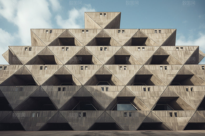 建筑空间3D白色背景图