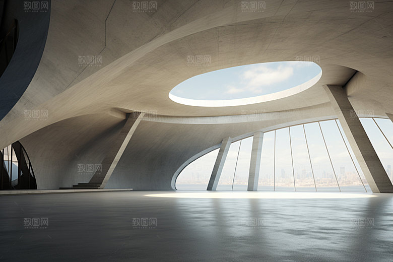 建筑空间工业感白色背景图
