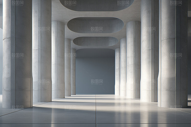 建筑空间质感白色背景图