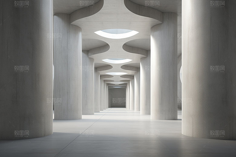 建筑空间透视3D背景图