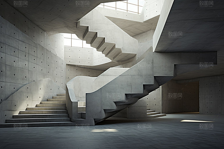 建筑空间白色工业感背景图