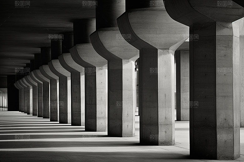 建筑空间质感白色背景图