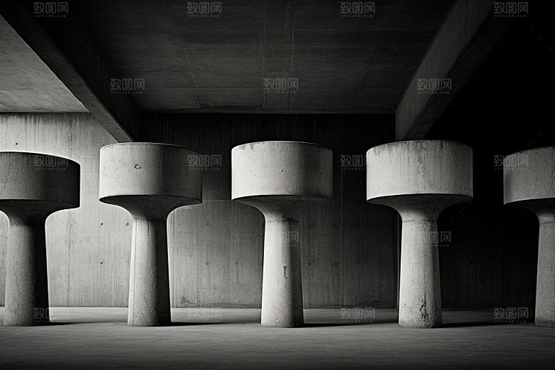 建筑空间白色3D背景图