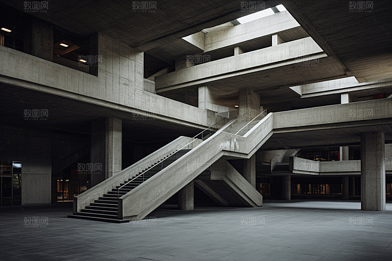 建筑空间透视3D背景图