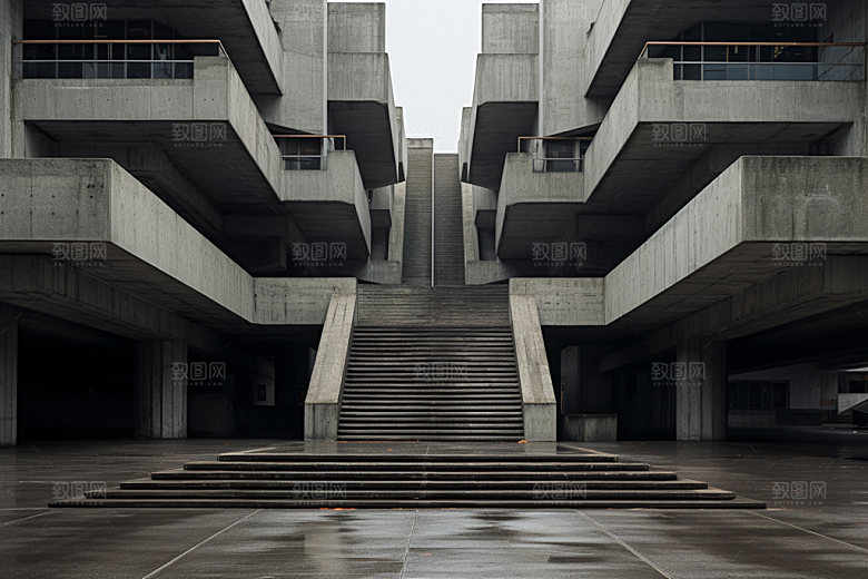 建筑空间3D白色背景图
