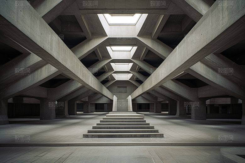 建筑空间几何3D背景图