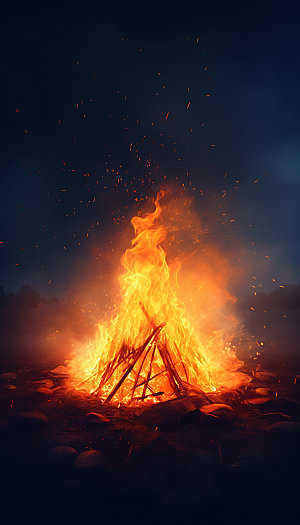 篝火火堆质感摄影图