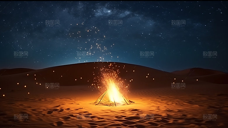 篝火森林柴火摄影图