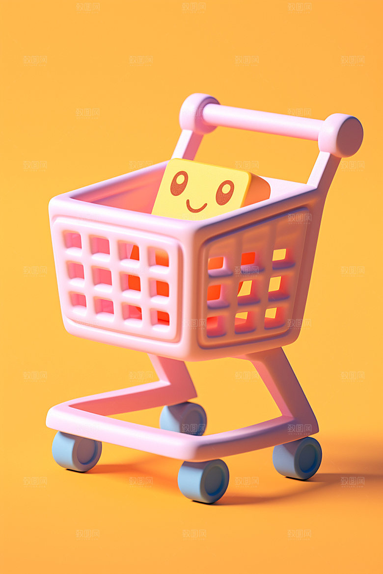 电商促销购物车插画矢量模型