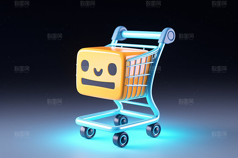电商促销质感购物车矢量模型