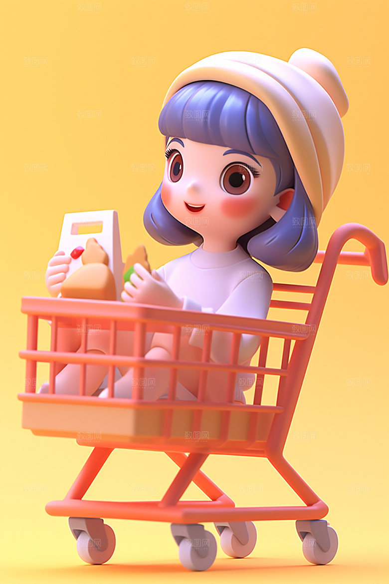 电商促销3d快乐购物模型素材