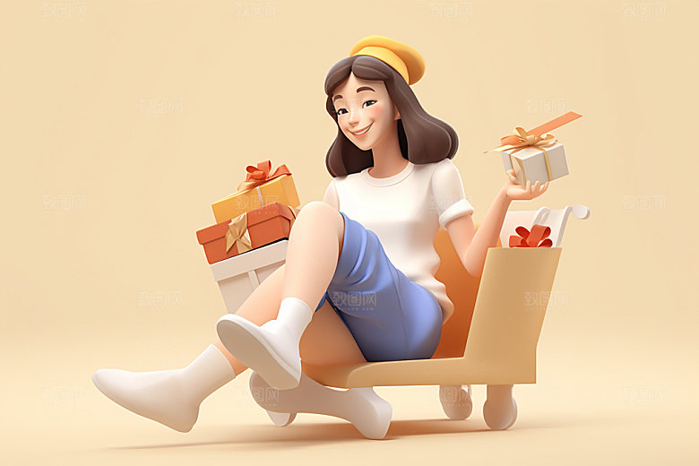 电商促销快乐购物购物节模型素材