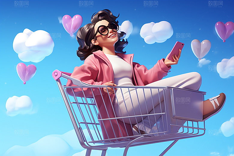 双十一手绘插画购物节矢量