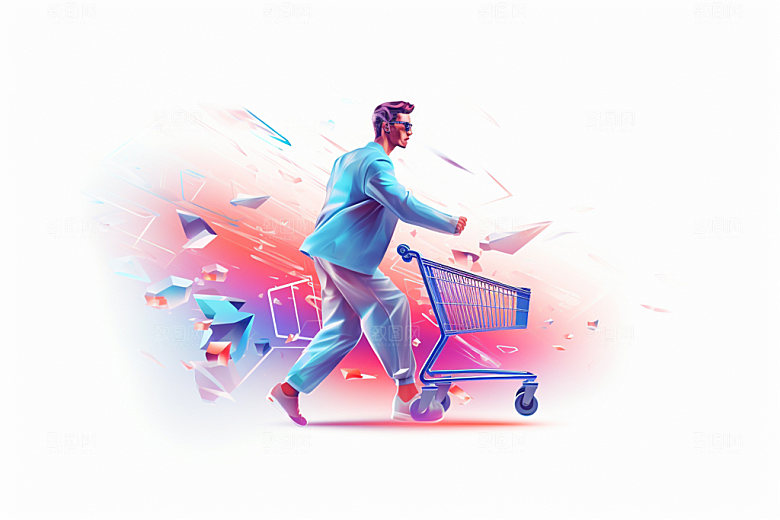 时尚潮流线下购物人物摄影矢量图