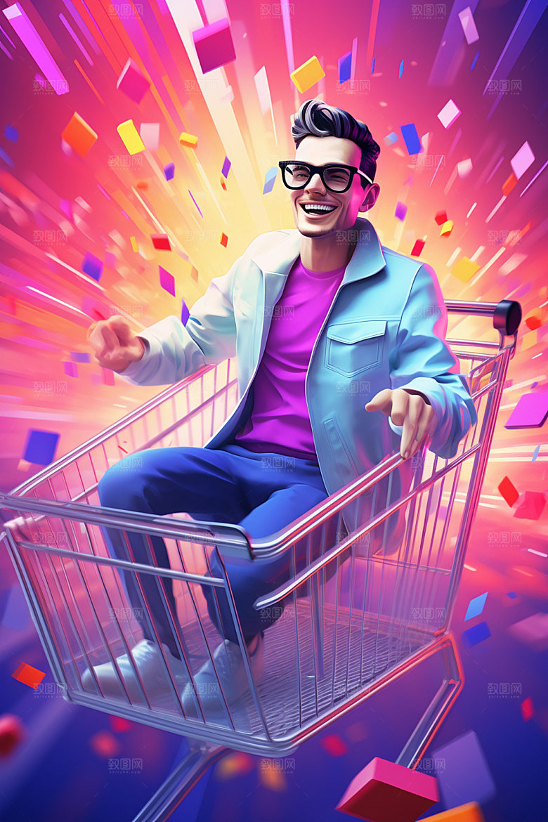 时尚潮流狂欢购物节矢量图