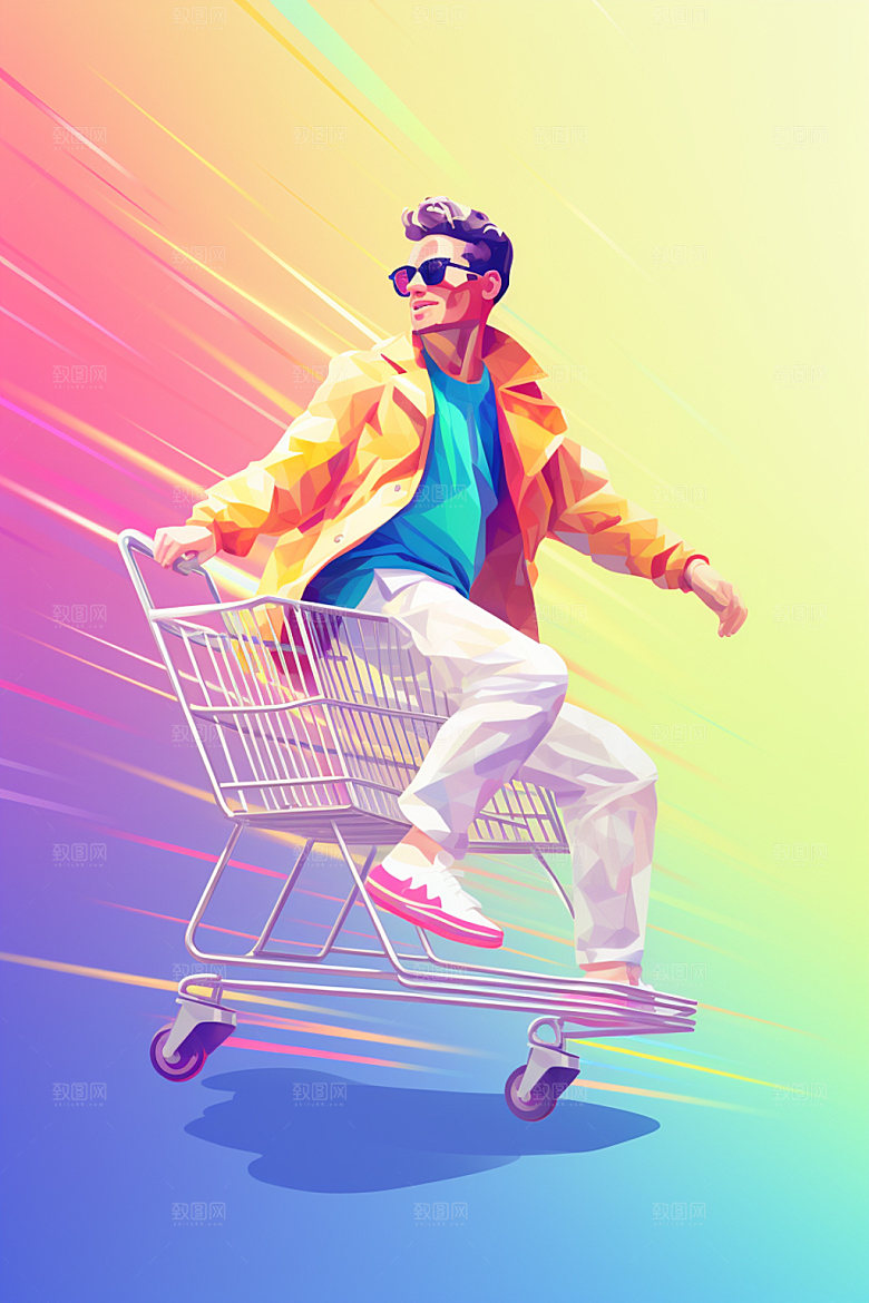 时尚潮流狂欢线下购物矢量图