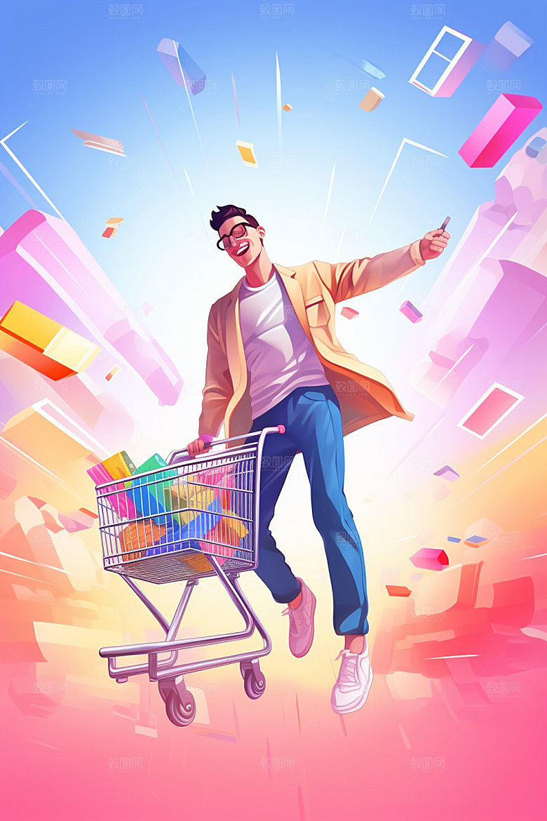 时尚潮流狂欢线下购物矢量图