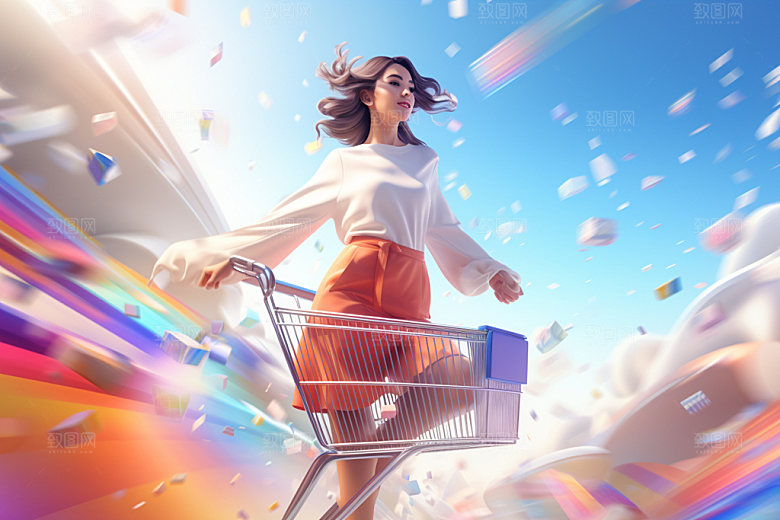 时尚潮流购物节人物摄影矢量图