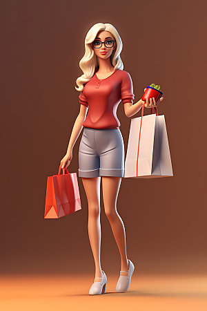 购物女孩shopping时尚模型