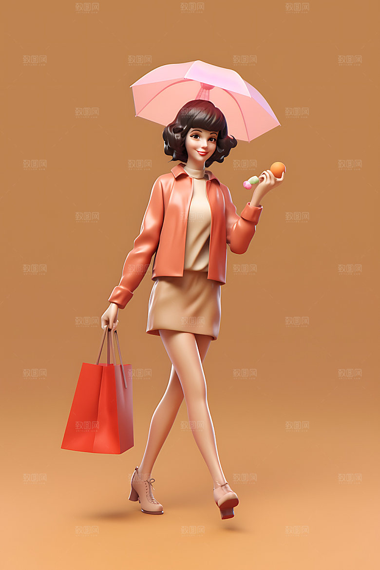 购物女孩消费shopping模型