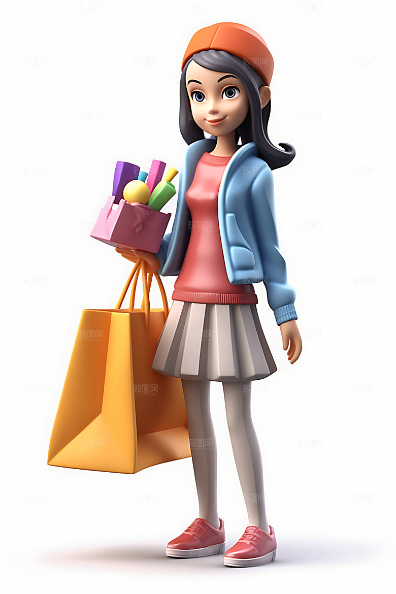 购物女孩消费逛街模型