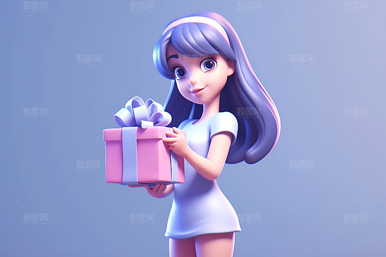 购物女孩逛街3D模型