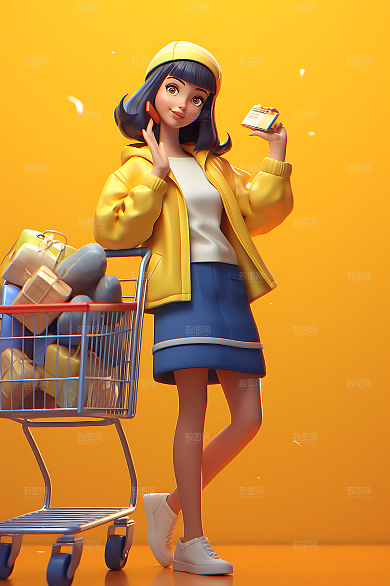 购物女孩3D消费模型