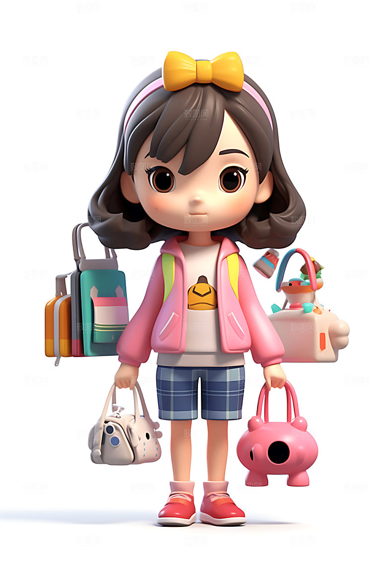 购物女孩人物shopping模型