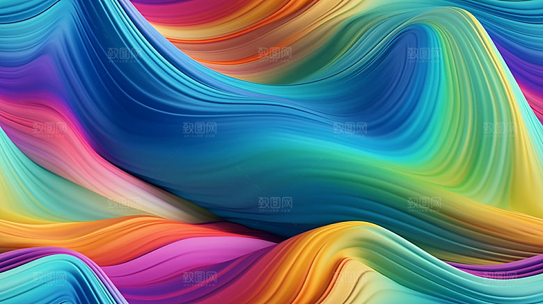 彩色丝绸波浪高清背景图