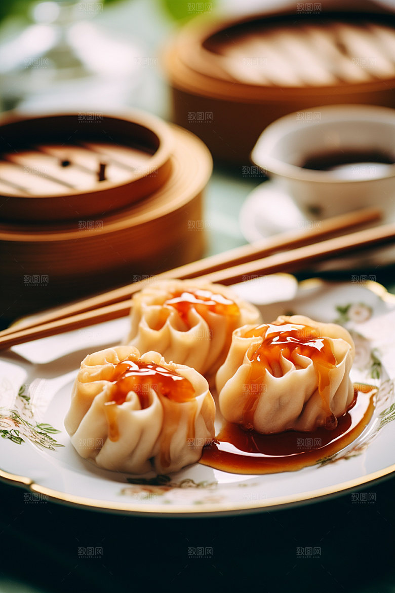广式早茶美味早点早茶文化矢量素材