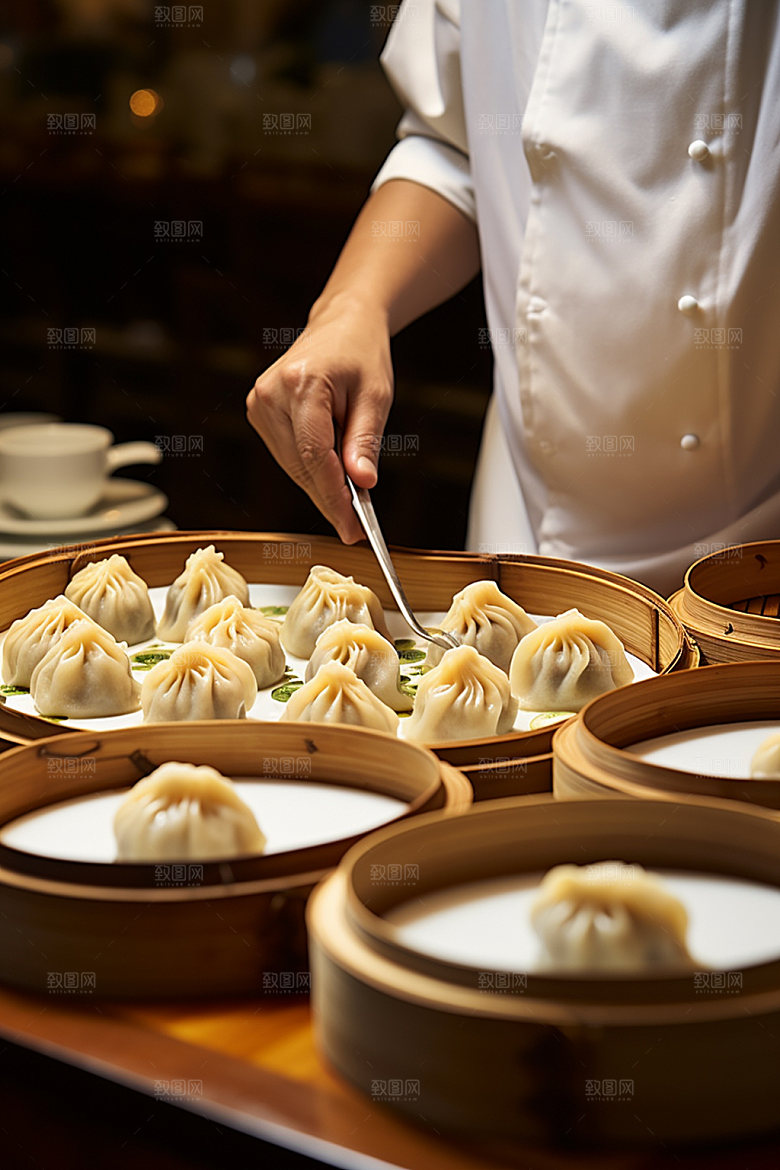 广式早茶小笼包蒸饺矢量素材
