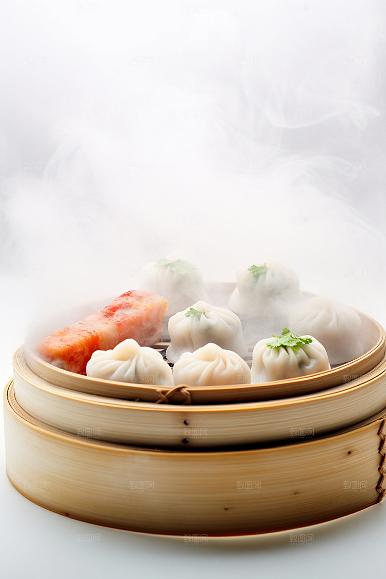 广式早茶精致美味早点矢量素材